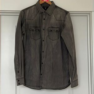 ZARA Mens Washed Black and Gray Denim Shirt